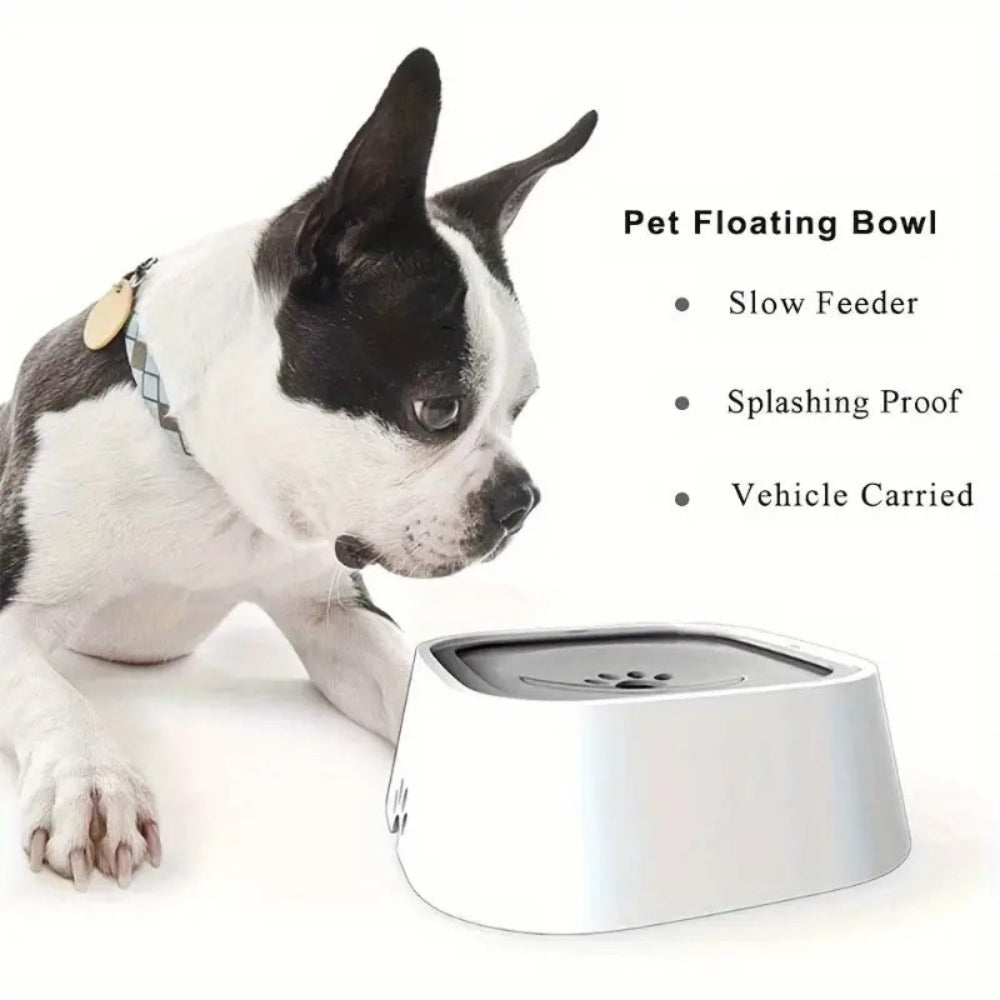 Non-Slip Clear Plastic Dog Water Bowl with Floating Debris Filter - Spill-Resistant, Travel-Ready, No Batteries Needed, Portable