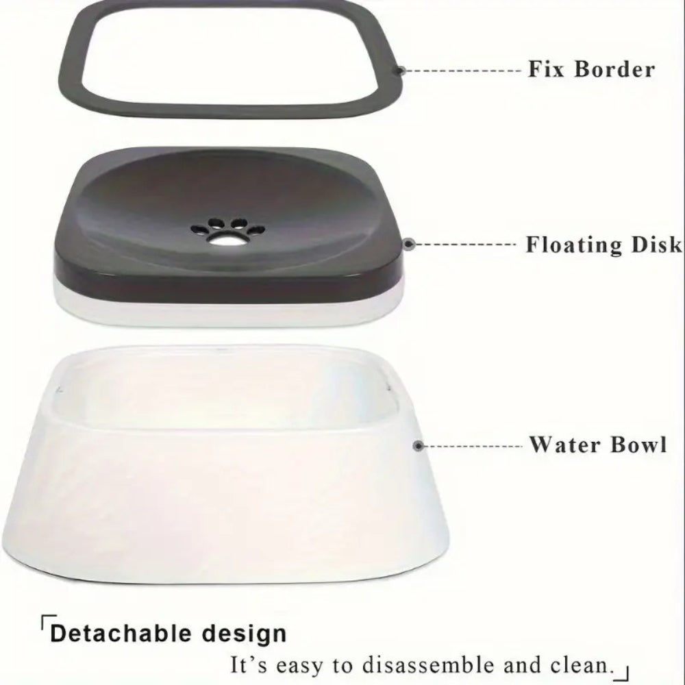 Non-Slip Clear Plastic Dog Water Bowl with Floating Debris Filter - Spill-Resistant, Travel-Ready, No Batteries Needed, Portable
