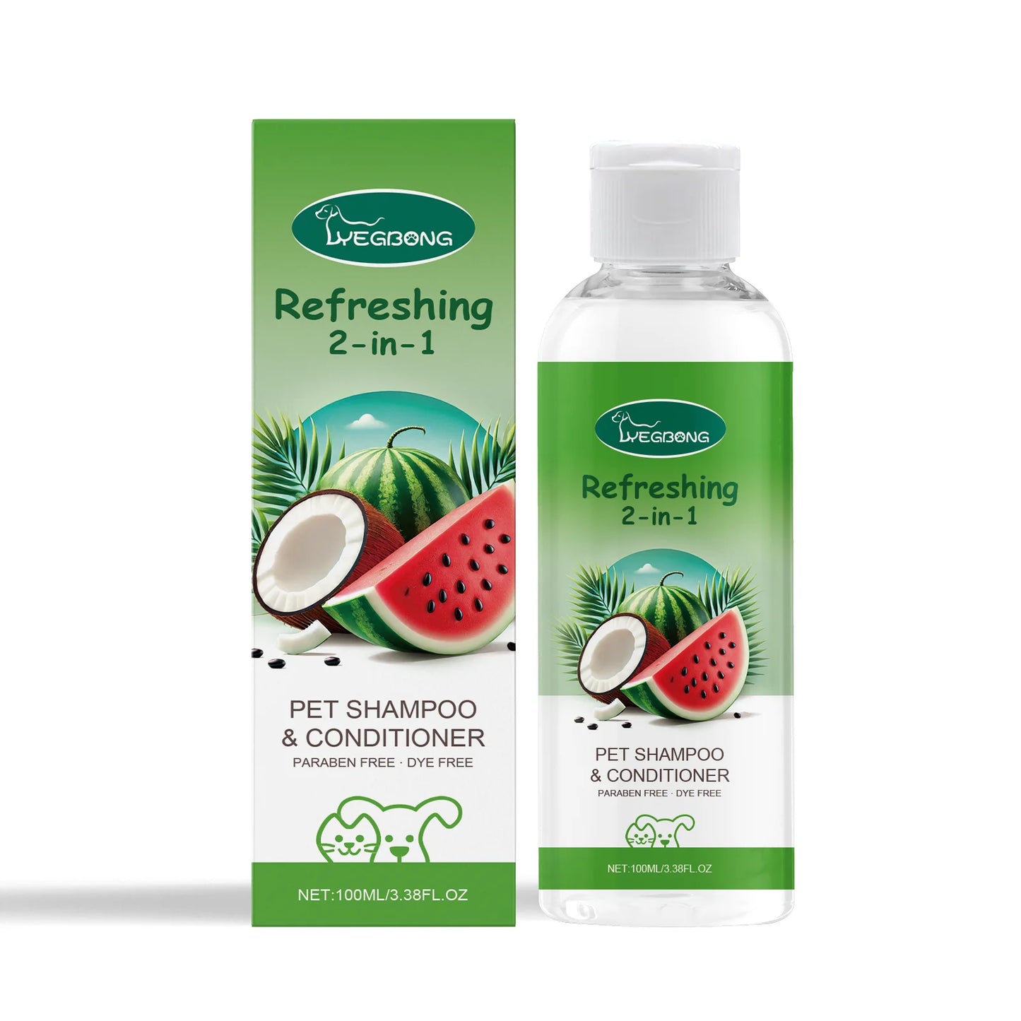 Yegbong 100ml 2 In 1 Pet Shampoo Conditioner Moisturize Cat Dog Odor Eliminating Bath Pet Body Itch Skin Relief Smooth Hair Soft