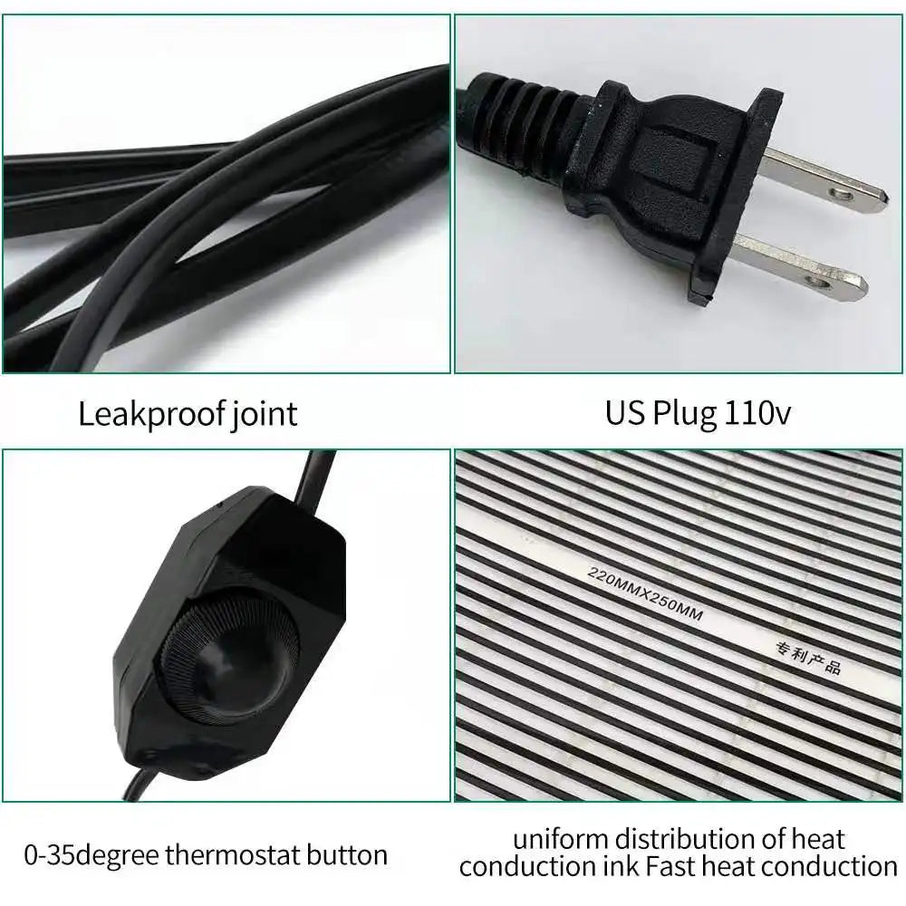 Reptiles Heat Mat With Adjustable Temperature Controller Warm Pad Incubator For Lizard Turtle Snake EU/US Plug 5-35W