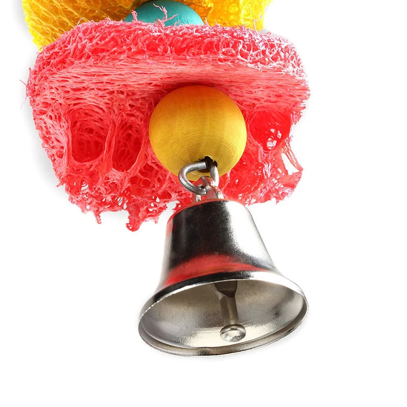 Funny Bird Toys for Parrots and Cockatiels Natural Loofah Swing with Bell