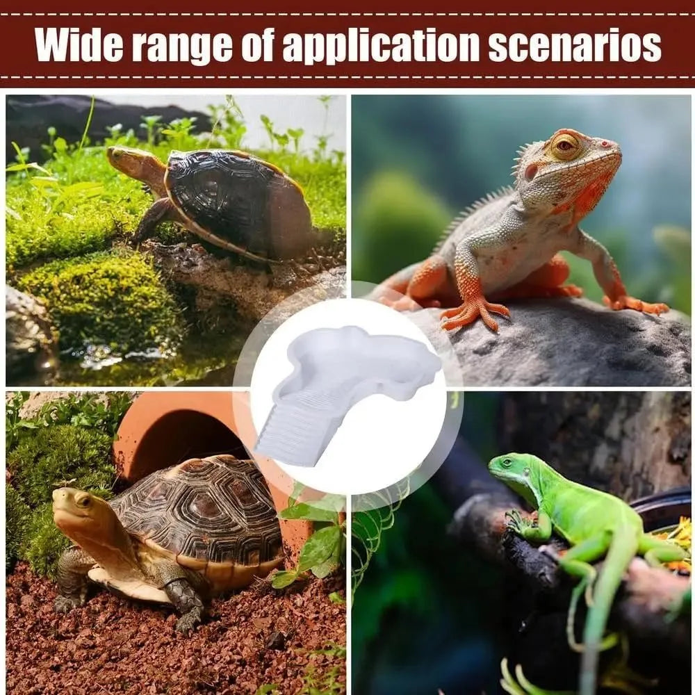 Reptile Bathing Pool Reptile Feeding Dish Water Bowl with Ramp Aquarium Ornament for Snake, Turtle, Bearded Dragon, Lizard Bath