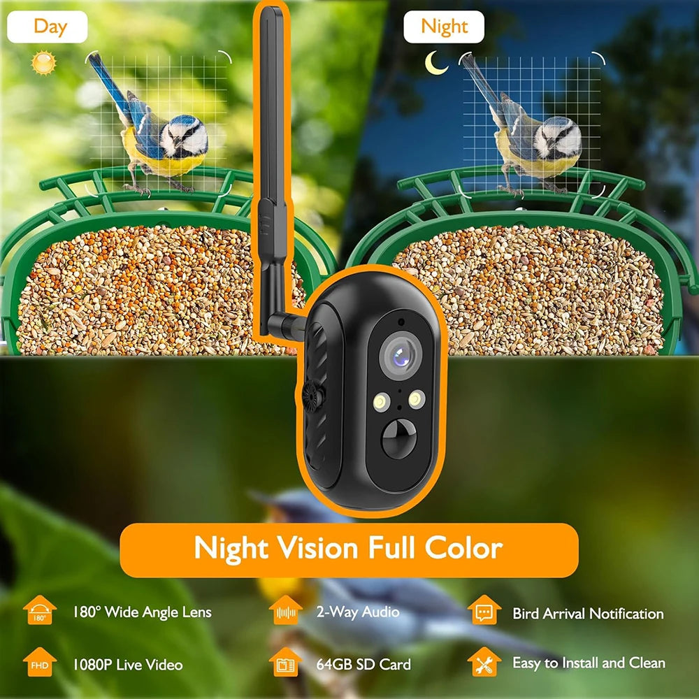 Smart Bird Feeder Camera Outdoor with 1080P HD AI Wildlife Identification