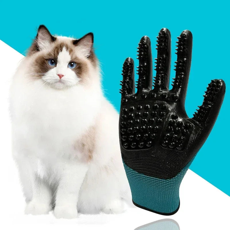 Pet Bath Gloves for Grooming Massage and Hair Removal Non-Slip Rubber Design