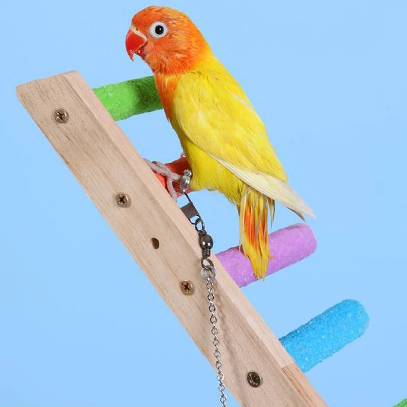 Wooden Bird Climbing Ladder Toy for Parrots 4/6/8 Steps Interactive Fun