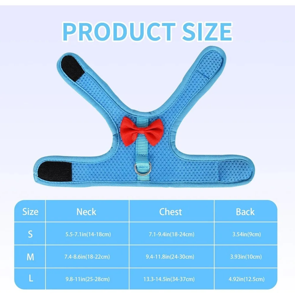 Bunny Harness and Leash Set with Cute Bow for Rabbits Kittens and Puppies