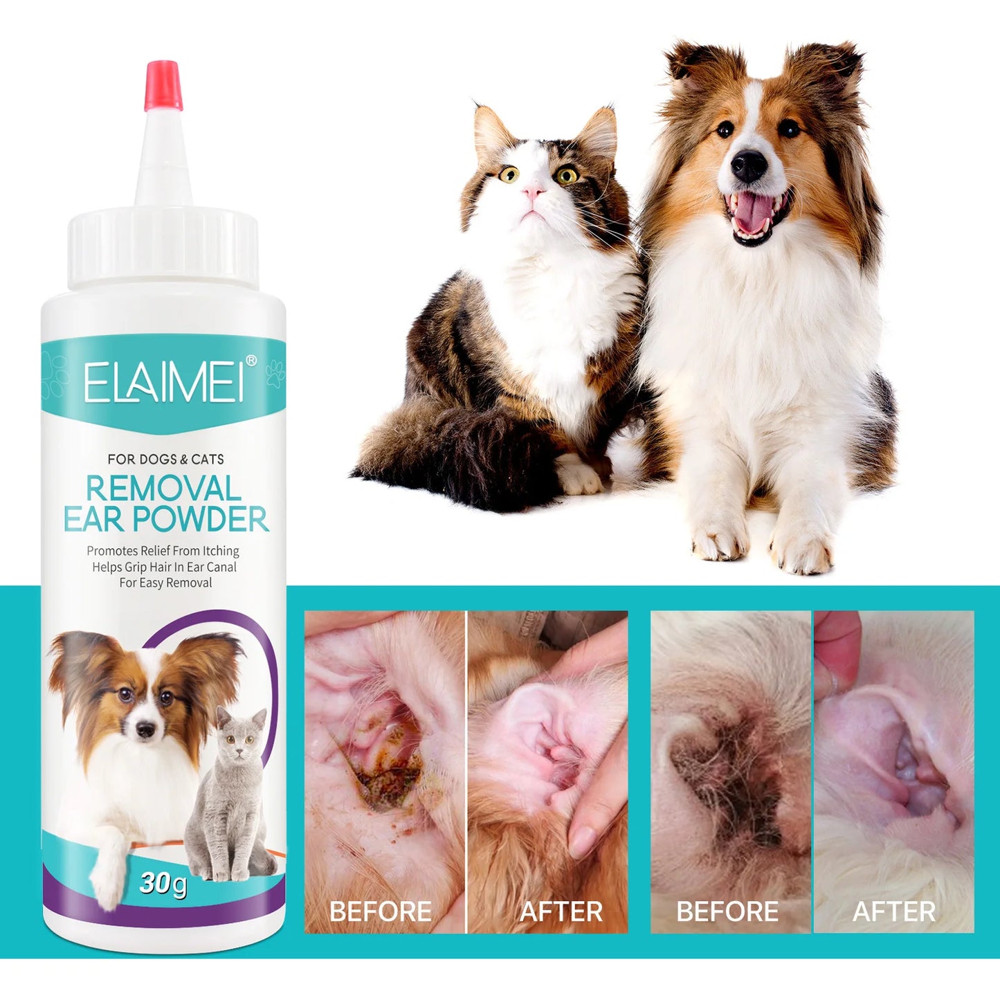 Pet Ear Powder For Dogs Ear Hair Removal And Cleaning 30g