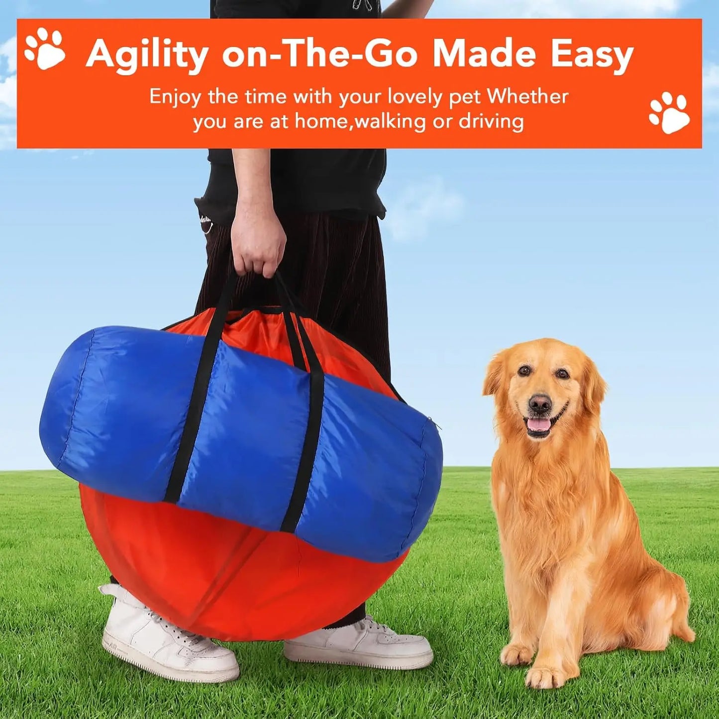 87 Piece Dog Agility Training Equipment Set with Tunnel Hurdles and Weave Poles