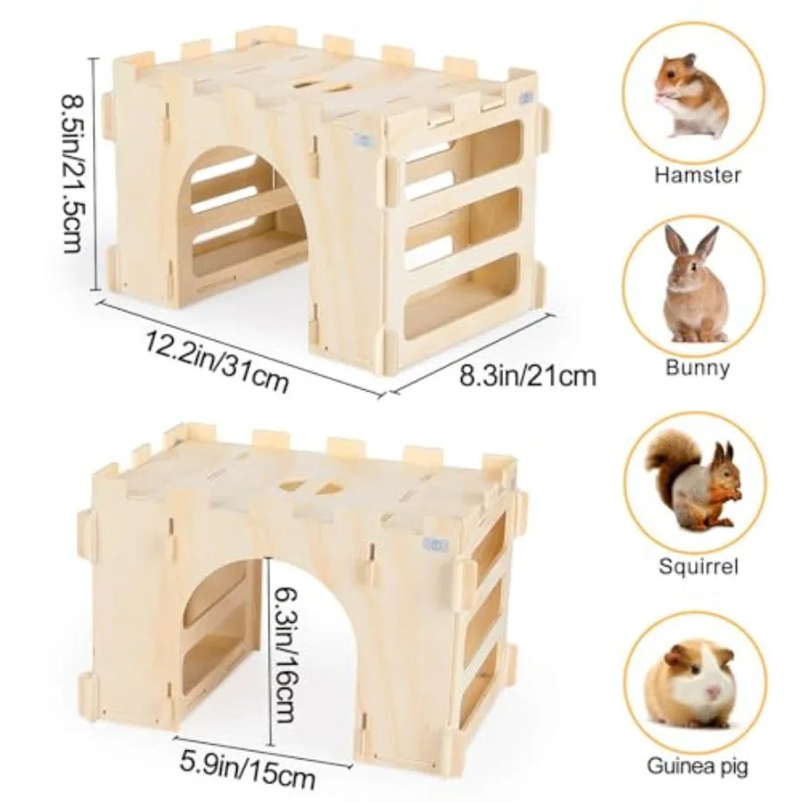 Gea Pig Wooden Hay Feeder For Rabbits Chinchillas Hamsters And Small Animals