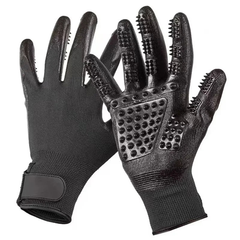 Pet Bath Gloves for Grooming Massage and Hair Removal Non-Slip Rubber Design