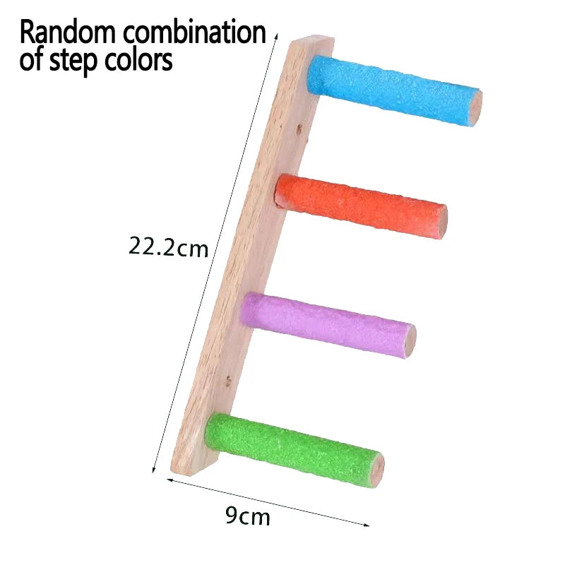 Wooden Bird Climbing Ladder Toy for Parrots 4/6/8 Steps Interactive Fun