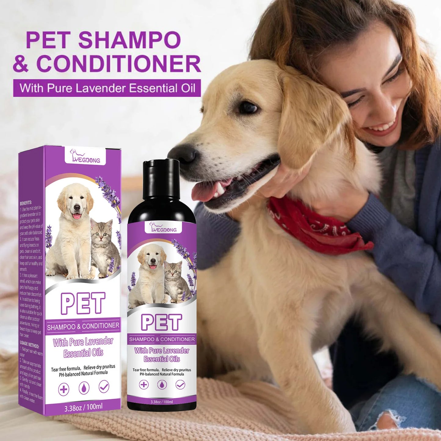 Pet Shampoo for Dogs Flea Killer Softening Itch Relief pH Balanced Moisturizing