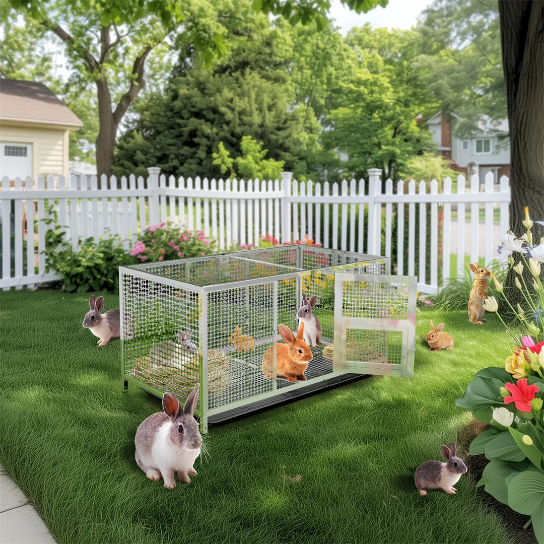 Heavy Duty Stainless Steel Chicken Coop and Dog Cage with Waterproof Cover