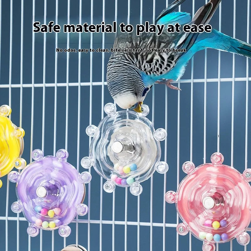Parrot Biting Toy Spin Fun Educational Flying Disc Wheel Self-Entertainment and Distraction Toy