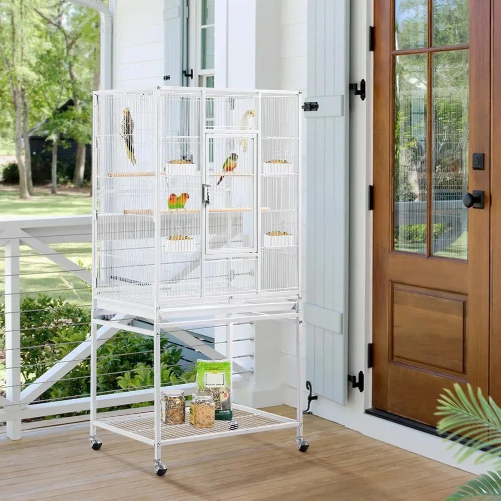 54" Large Flight Bird Cage for Parrots, Macaws, Cockatiels, Sun Parakeets, Lovebirds, Green Cheek Conures Solution