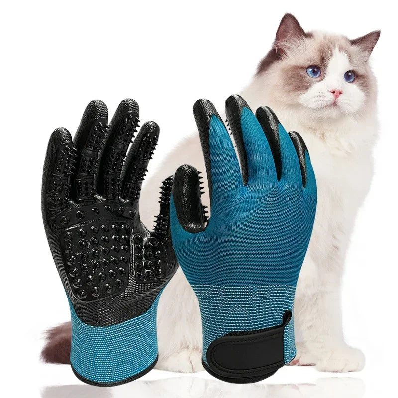 Pet Bath Gloves for Grooming Massage and Hair Removal Non-Slip Rubber Design