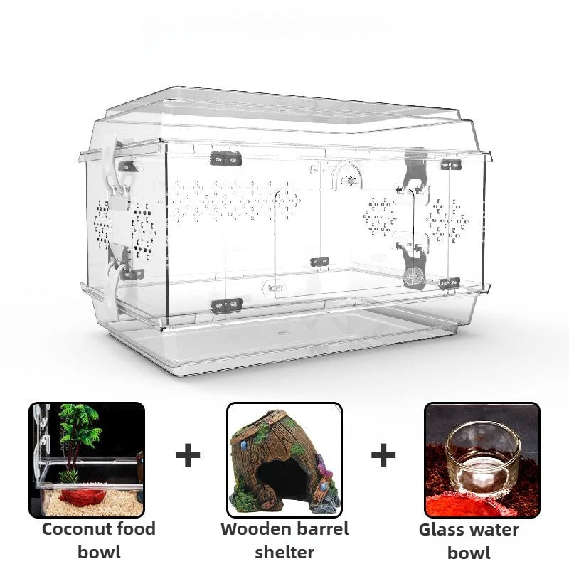 Acrylic Lizard Kennel Transparent Poison Spider Turtle Tank Reptile Breeding Cage Snakes Terrarium Lizard Growbox Pet Products