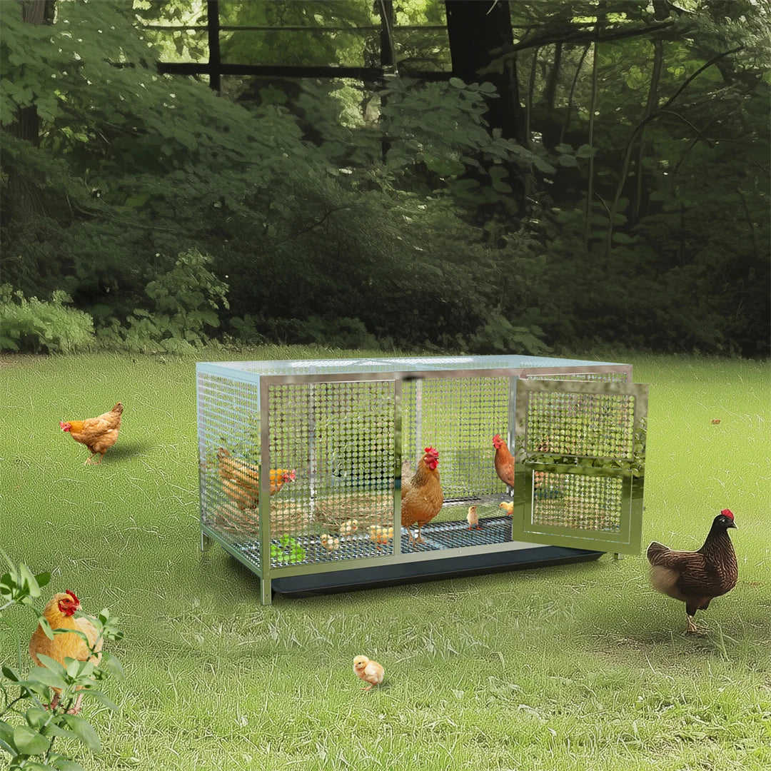 Heavy Duty Stainless Steel Chicken Coop and Dog Cage with Waterproof Cover