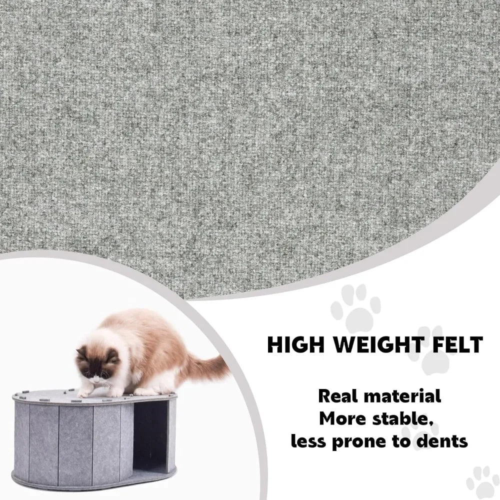 Cat Tunnel Bed for Indoor Cats - Peekaboo Cat Cave with S-Shaped Maze, Multi-Exit Felt Scratching Tunnel & Cozy Hideaway,