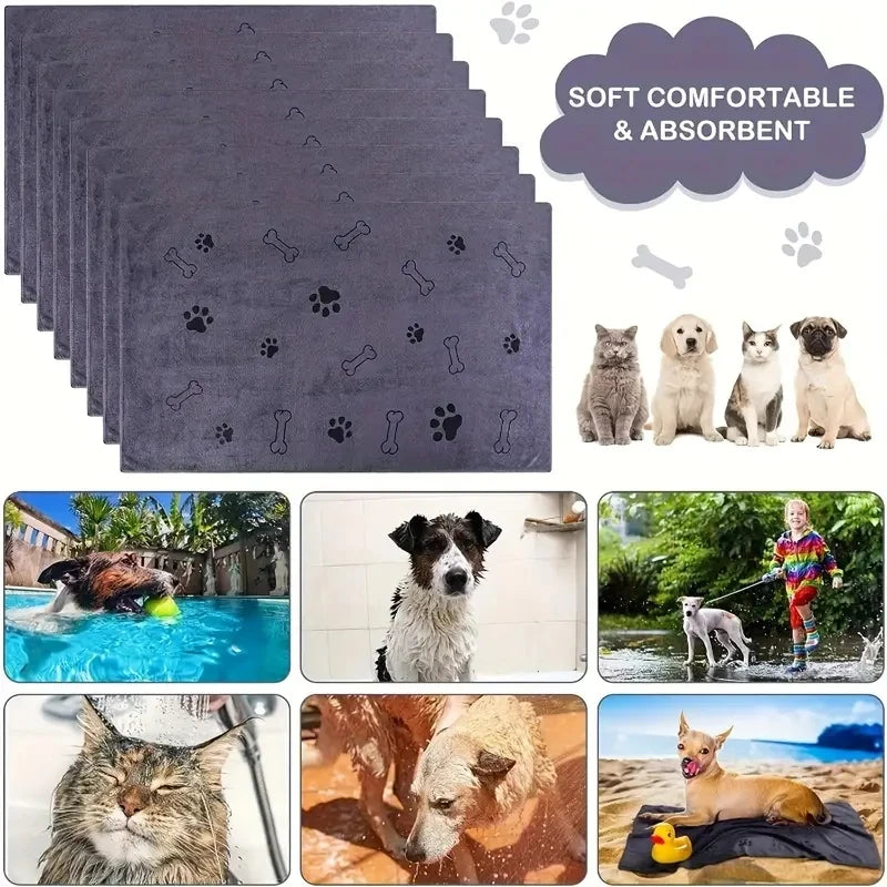 2pcs Soft Microfiber Dog Towels Quick Dry Absorbent Bath and Grooming Towels