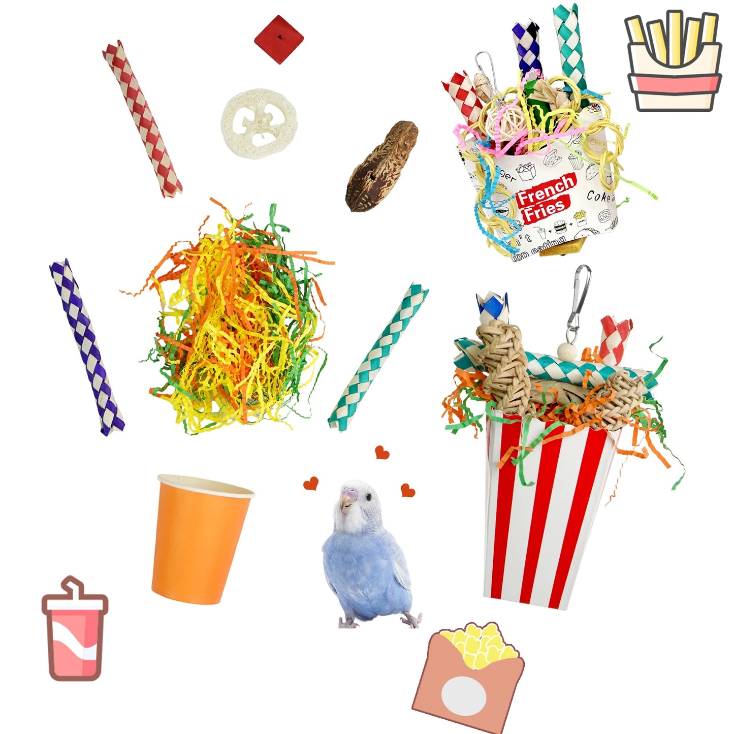 3PCS Bird Shredding Toys for Parrots Chewing and Foraging Fun