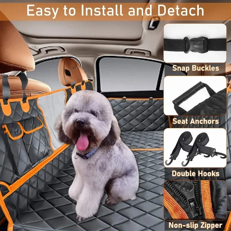 600D Heavy Dog Seat Cover, Durable Large Dog Car Seat Cover with 2 Seat Belts