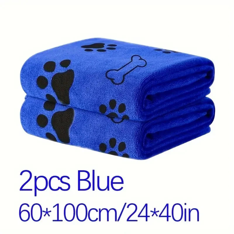 2pcs Soft Microfiber Dog Towels Quick Dry Absorbent Bath and Grooming Towels
