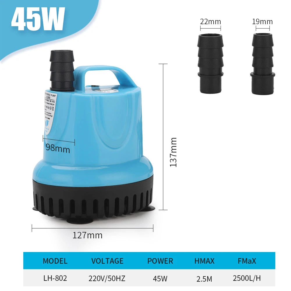 10/18/25/45/60/85/105W Submersible Water Pump Aquarium Circulating pump Filter bottom suction pump Fish tank Water pump