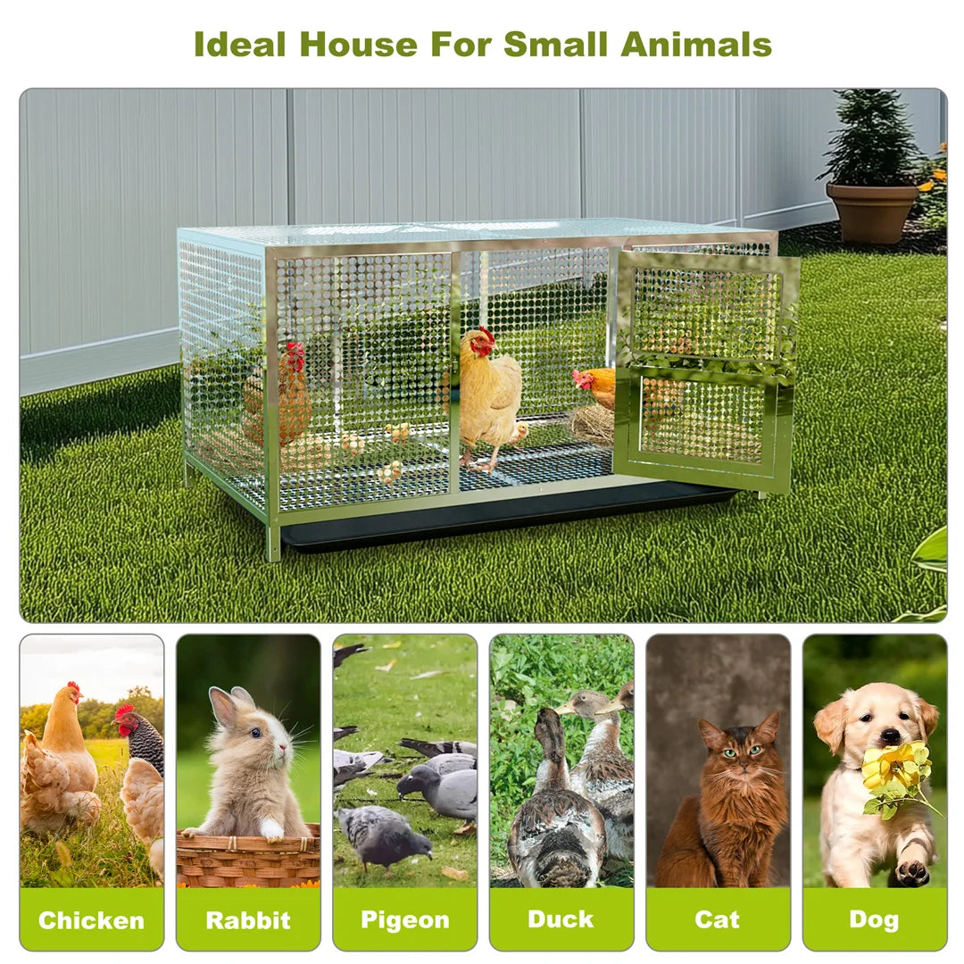Heavy Duty Stainless Steel Chicken Coop and Dog Cage with Waterproof Cover