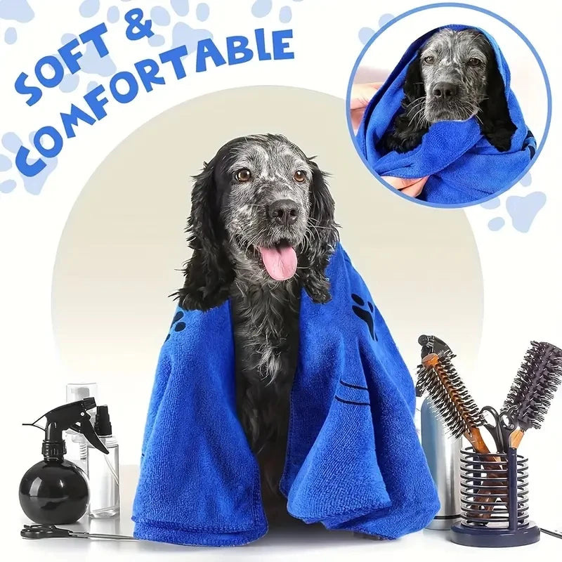 2pcs Soft Microfiber Dog Towels Quick Dry Absorbent Bath and Grooming Towels