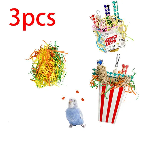3PCS Bird Shredding Toys for Parrots Chewing and Foraging Fun