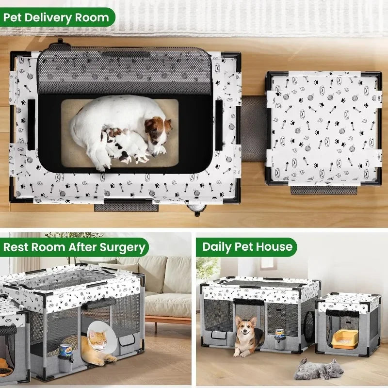Portable Foldable Cat and Dog Playpen with PVC Reinforcement for Indoor Use