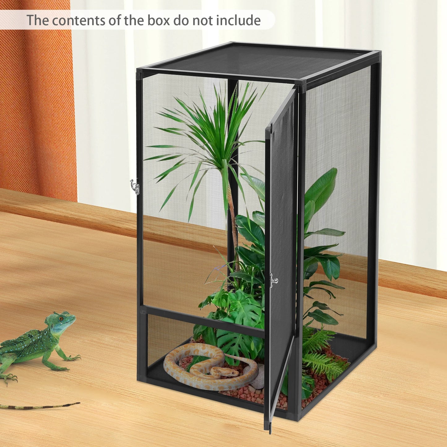 Micro Habitat Terrarium Enclosure Rectangular Reptile Feeding Box Black 20kg