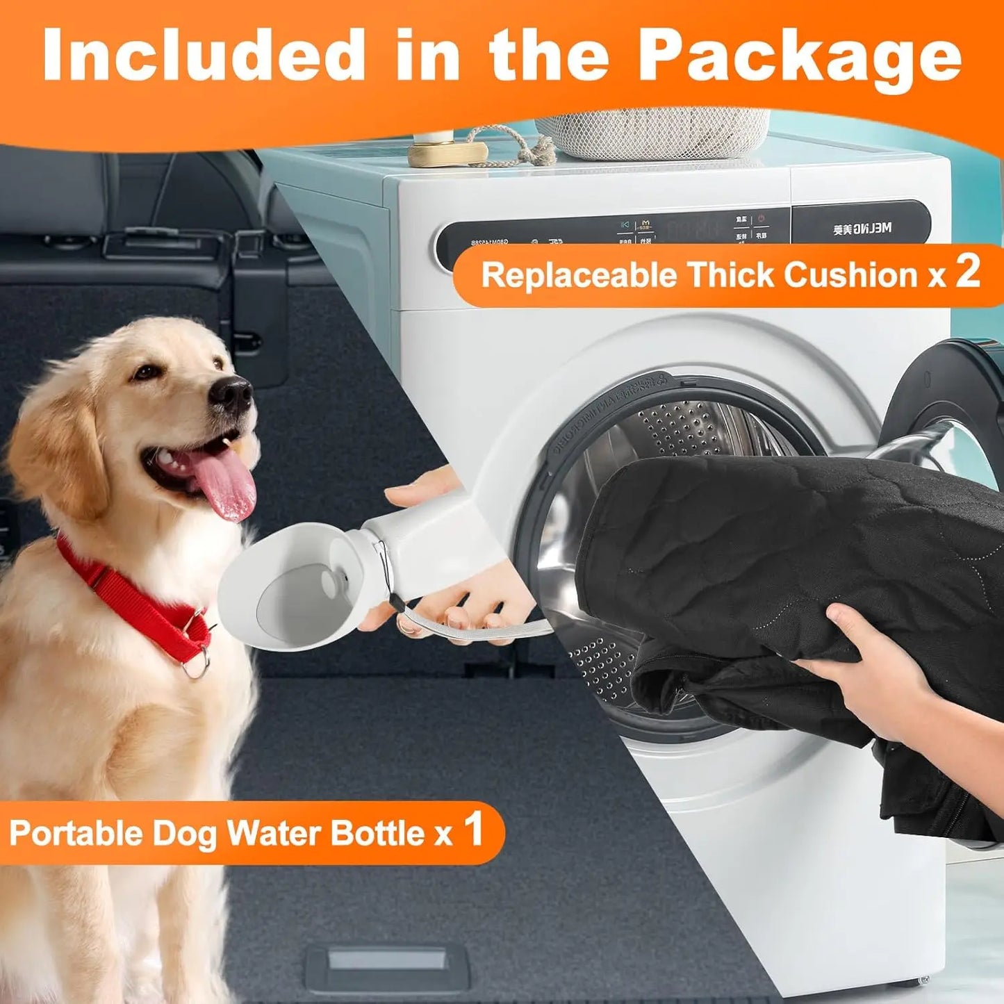 Waterproof Foldable Dog Car Seat Hammock Rear Seat Protector for Pets