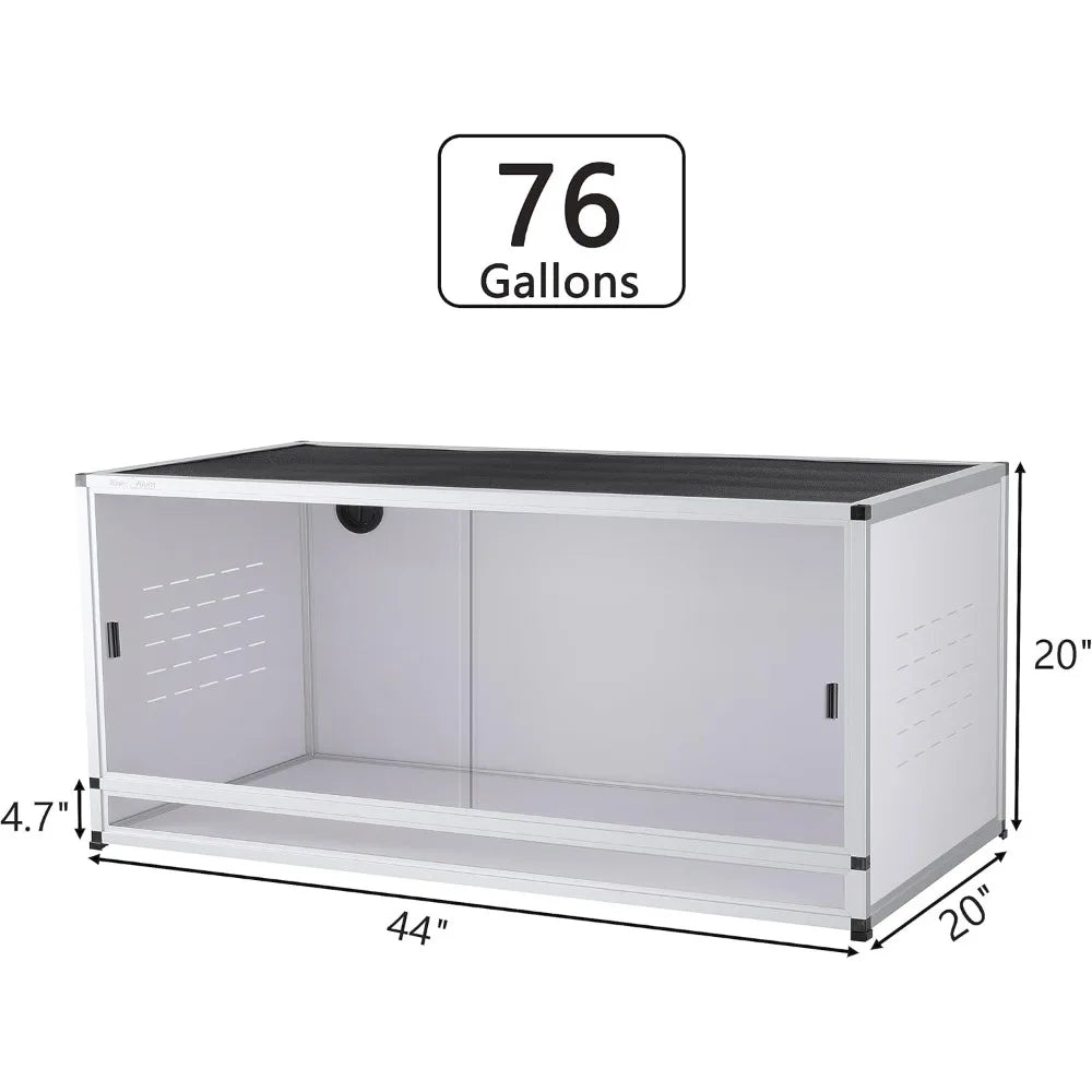 PVC Reptile Enclosure 76 Gallon Large Reptile Terrarium 44''x20''x20 Tank for Bearded Dragon Gecko Lizard Snake,Wide Breeding L