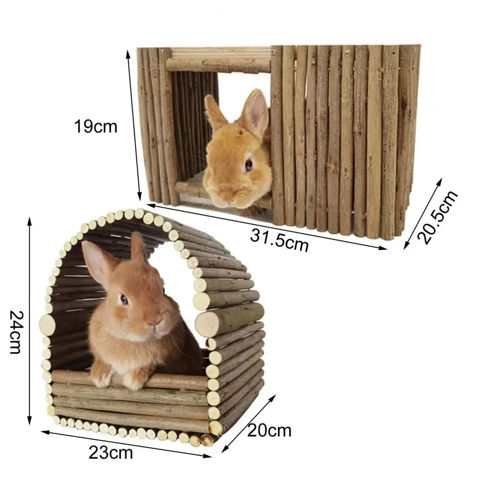 Handmade Natural Wood Rabbit Hamster House Weaving Hut for Small Pets