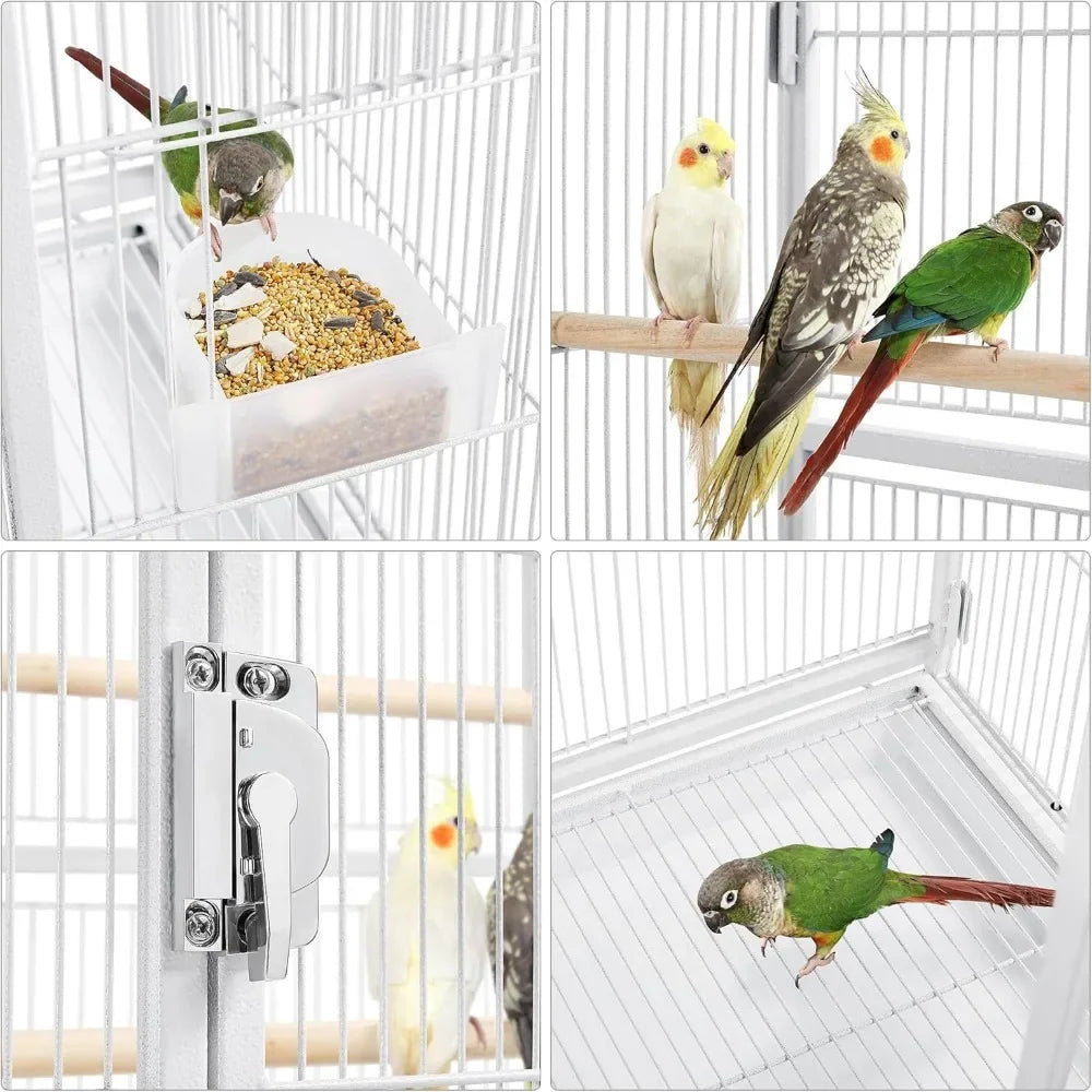 54" Large Flight Bird Cage for Parrots, Macaws, Cockatiels, Sun Parakeets, Lovebirds, Green Cheek Conures Solution