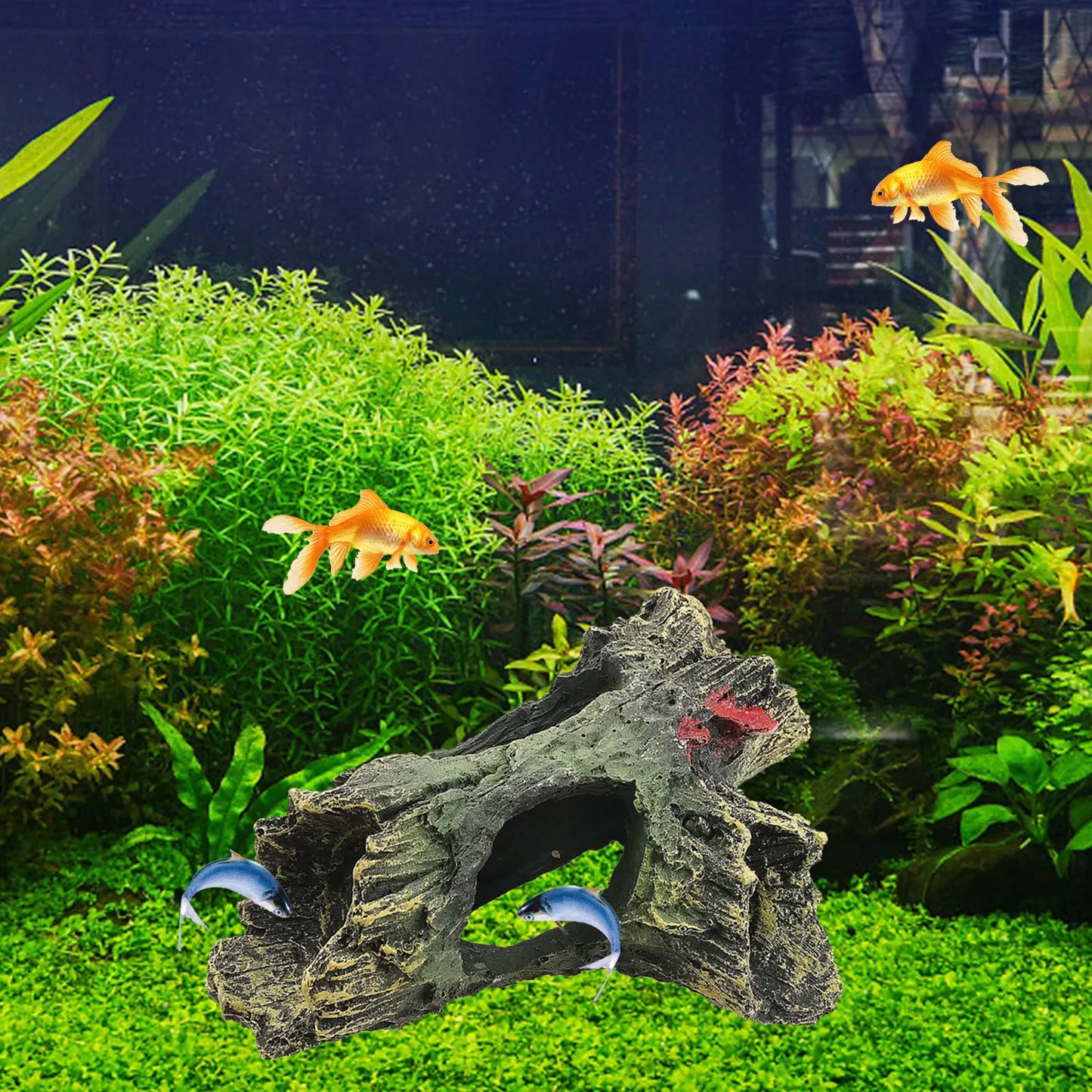 Artificial Hollow Log Decor for Fish Tank Multifunctional Aquarium Ornament