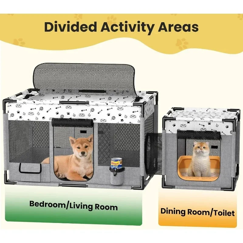 Portable Foldable Cat and Dog Playpen with PVC Reinforcement for Indoor Use