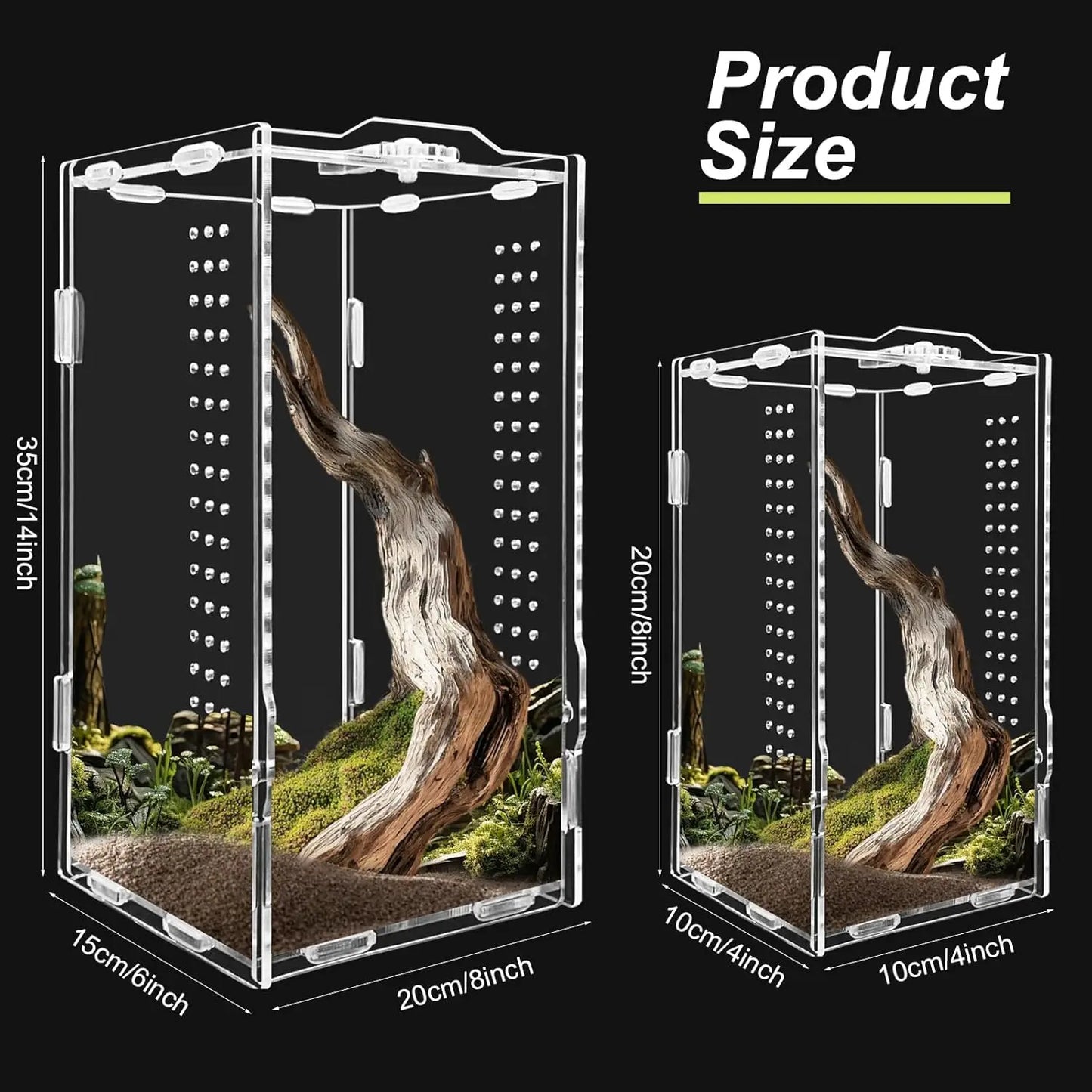 Acrylic Transparent Reptile Terrarium Habitat Breeding Box Reptiles Cage Nano Arboreal Tarantula Enclosure Bearded Dragon