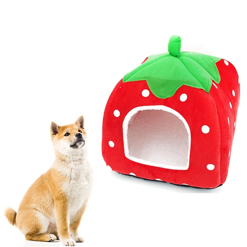 Strawberry Hamster House Guinea Pig Hideout Small Animal Bed Hideaway Hide Hut Cage Accessories for Autumn Winter
