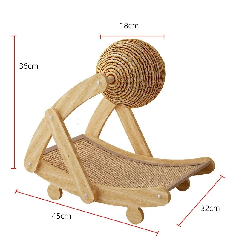 Wooden Cat Scratching Ball 2in1 Sisal Scratch Board Wear Resistant Paw Toy