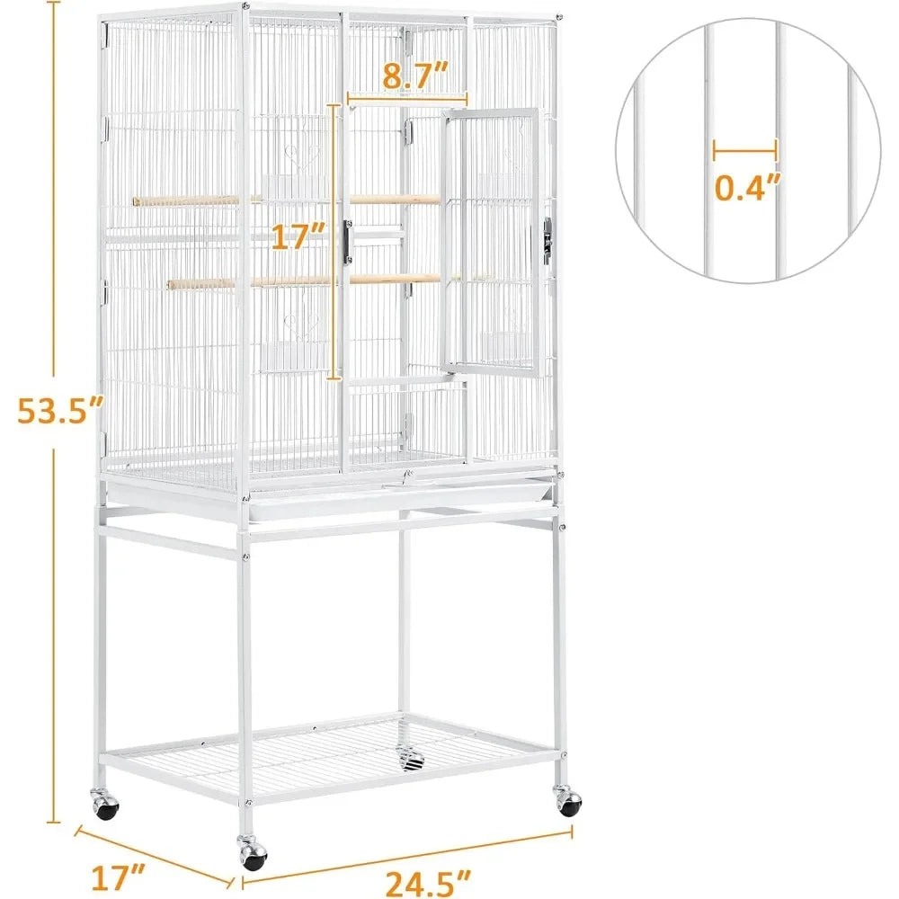 54" Large Flight Bird Cage for Parrots, Macaws, Cockatiels, Sun Parakeets, Lovebirds, Green Cheek Conures Solution