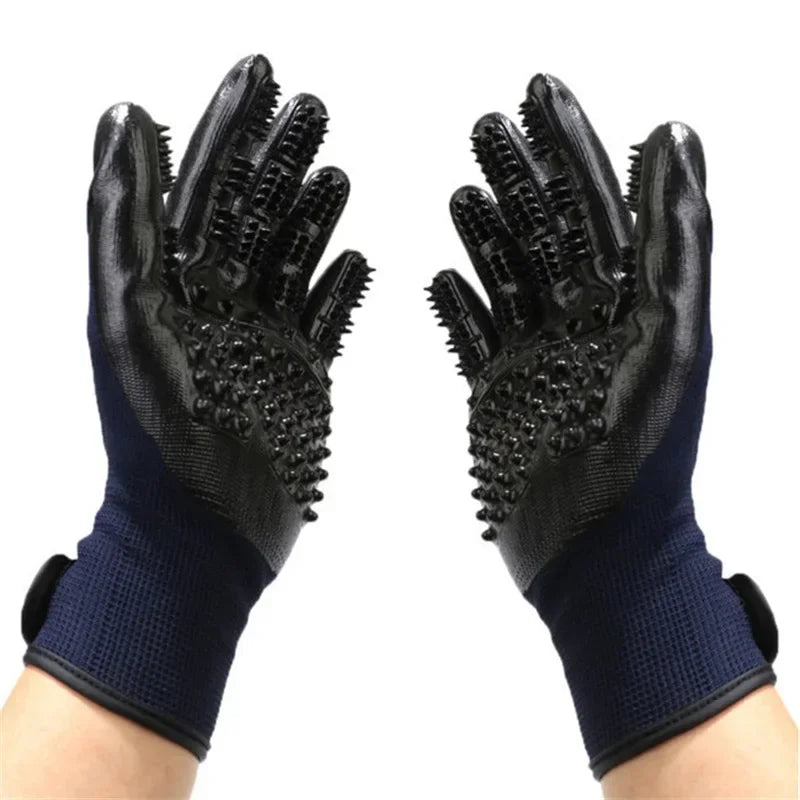 Pet Bath Gloves for Grooming Massage and Hair Removal Non-Slip Rubber Design