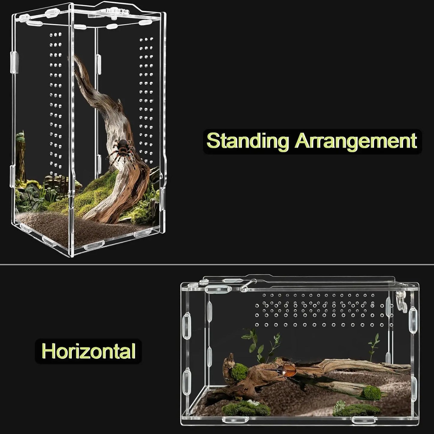 Acrylic Transparent Reptile Terrarium Habitat Breeding Box Reptiles Cage Nano Arboreal Tarantula Enclosure Bearded Dragon