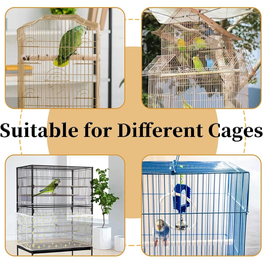 Adjustable Bird Cage Net Cover Soft Skirt Guard for Round and Square Cages