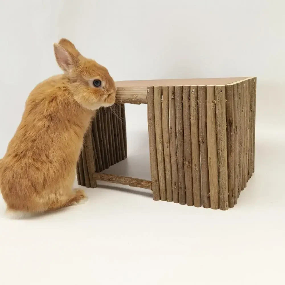 Handmade Natural Wood Rabbit Hamster House Weaving Hut for Small Pets
