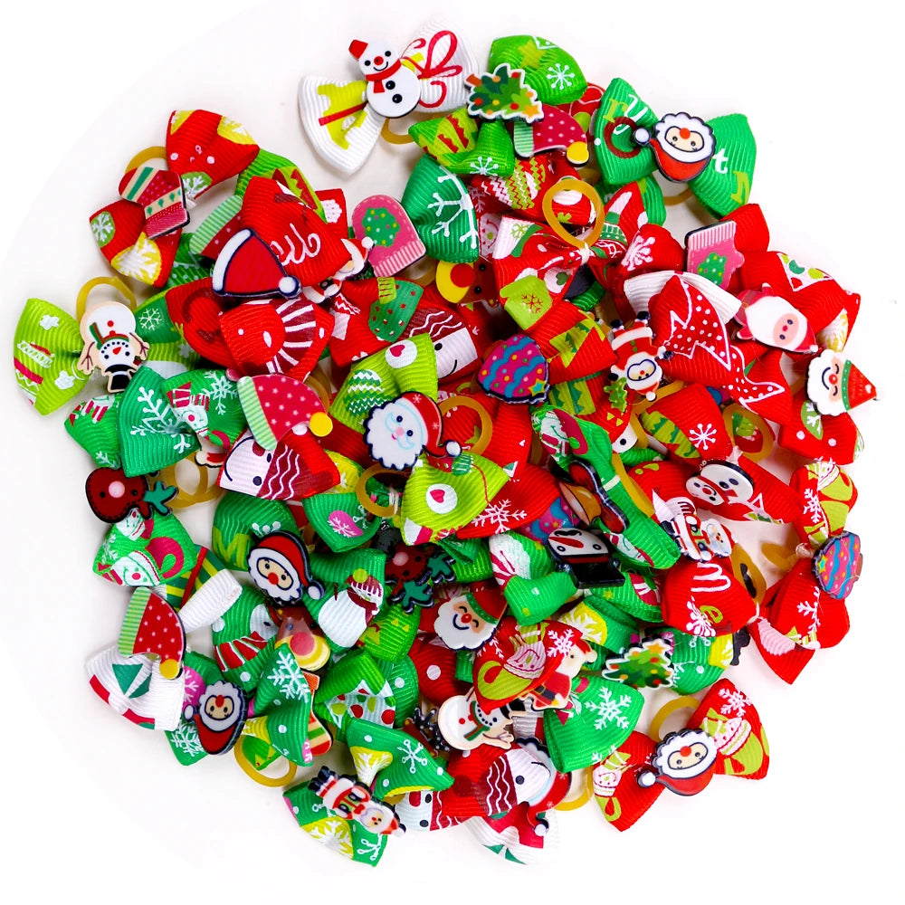 Puppy Bows Christmas Hair Accessories For Small Dogs 10 20 30 Pack