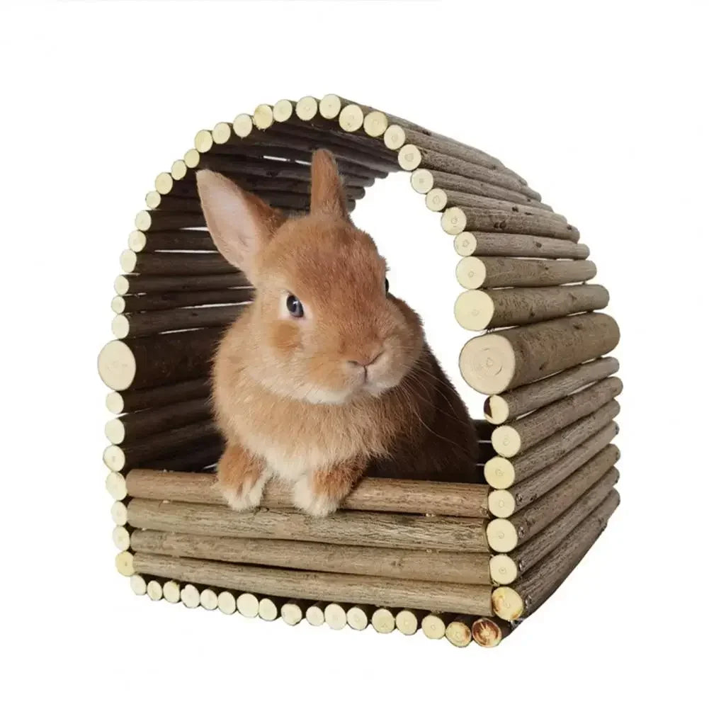 Handmade Natural Wood Rabbit Hamster House Weaving Hut for Small Pets