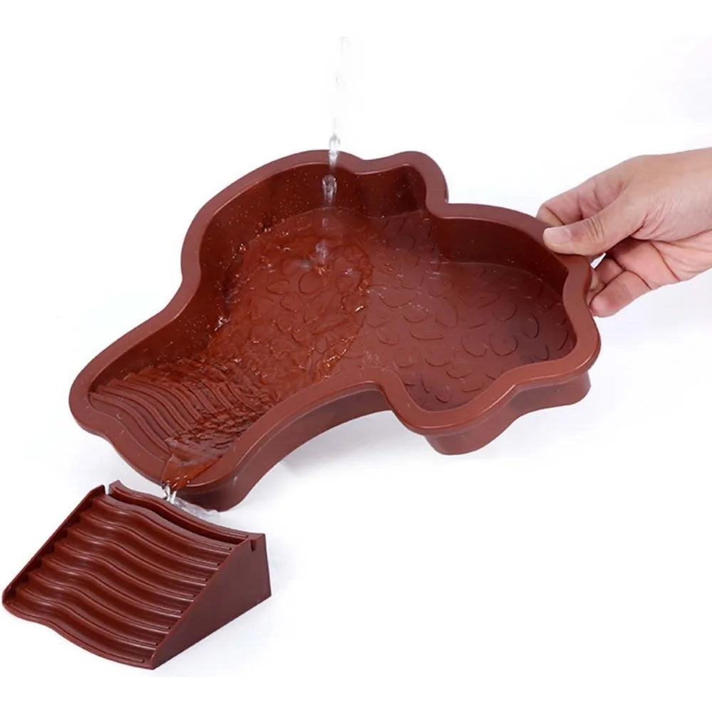 Reptile Bathing Pool Reptile Feeding Dish Water Bowl with Ramp Aquarium Ornament for Snake, Turtle, Bearded Dragon, Lizard Bath